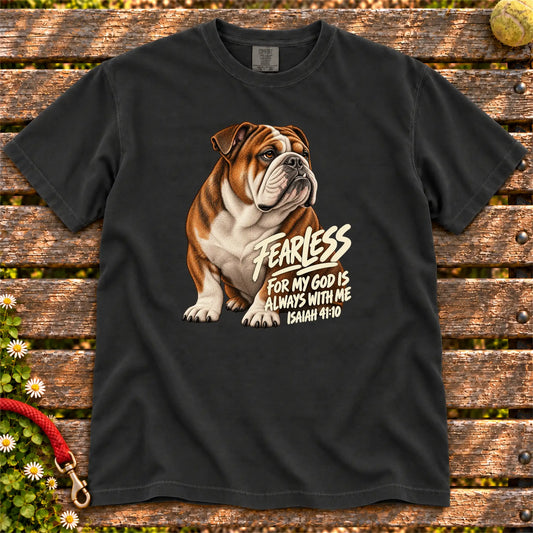 Black Fearless Bulldog T-shirt with Isaiah 41:10