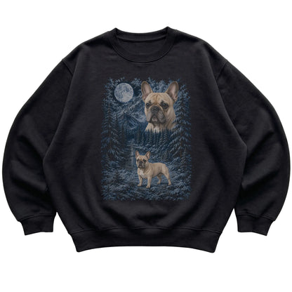 French Bulldog Forest Moon Sweatshirt in Black