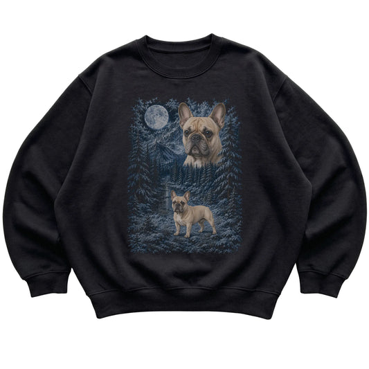 French Bulldog Forest Moon Sweatshirt in Black