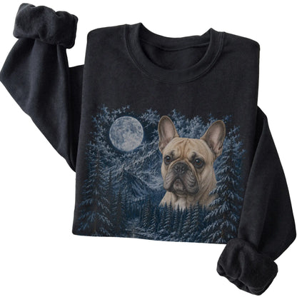 French Bulldog Forest Moon Sweatshirt in Black