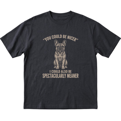 French Bulldog Guard Dog T-Shirt in Black — flat lay