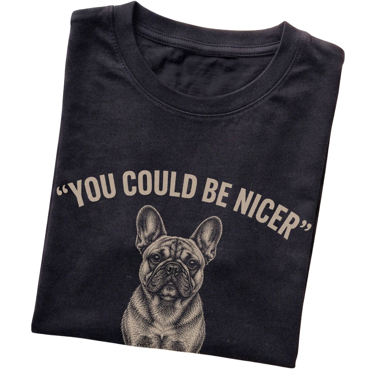 French Bulldog Guard Dog T-Shirt in Black — folded detail