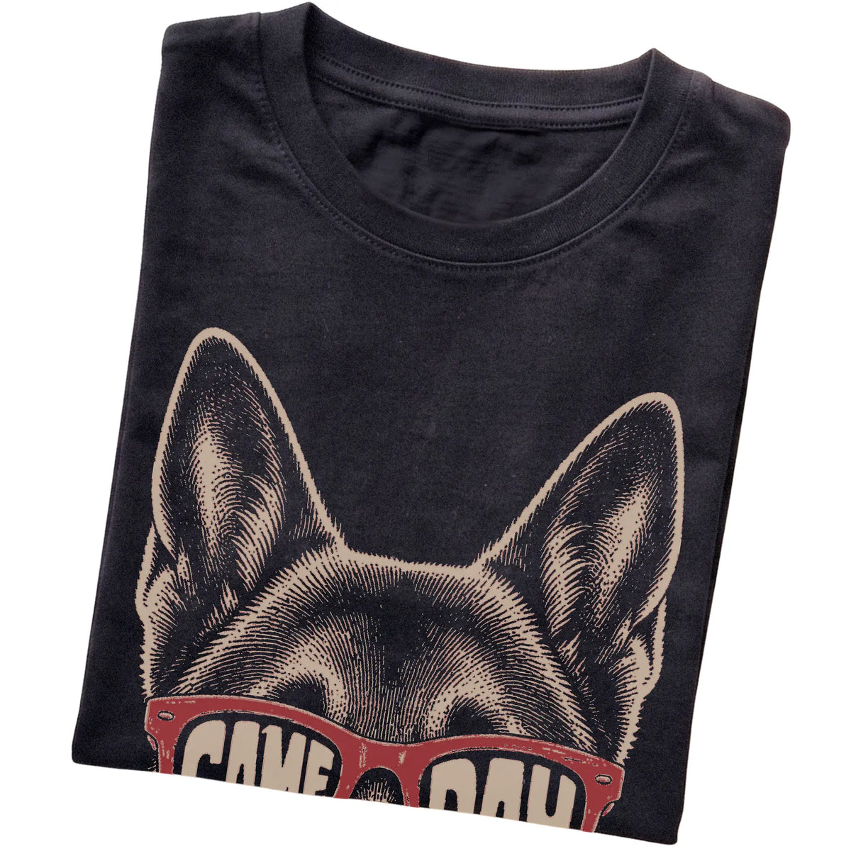 Black German Shepherd Game Day Sunglasses T-shirt, folded