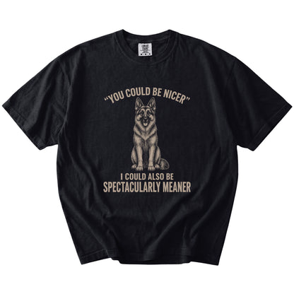 German Shepherd Guard Dog T-Shirt in Black — flat lay
