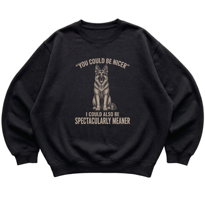 German Shepherd Guard Dog Sweatshirt in Black — flat lay
