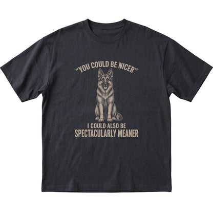 German Shepherd Guard Dog T-Shirt in Black — flat lay