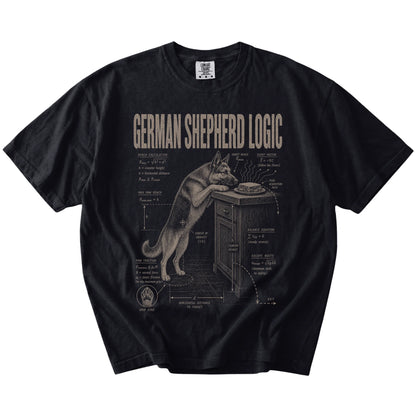 Black German Shepherd Logic T-Shirt laid flat