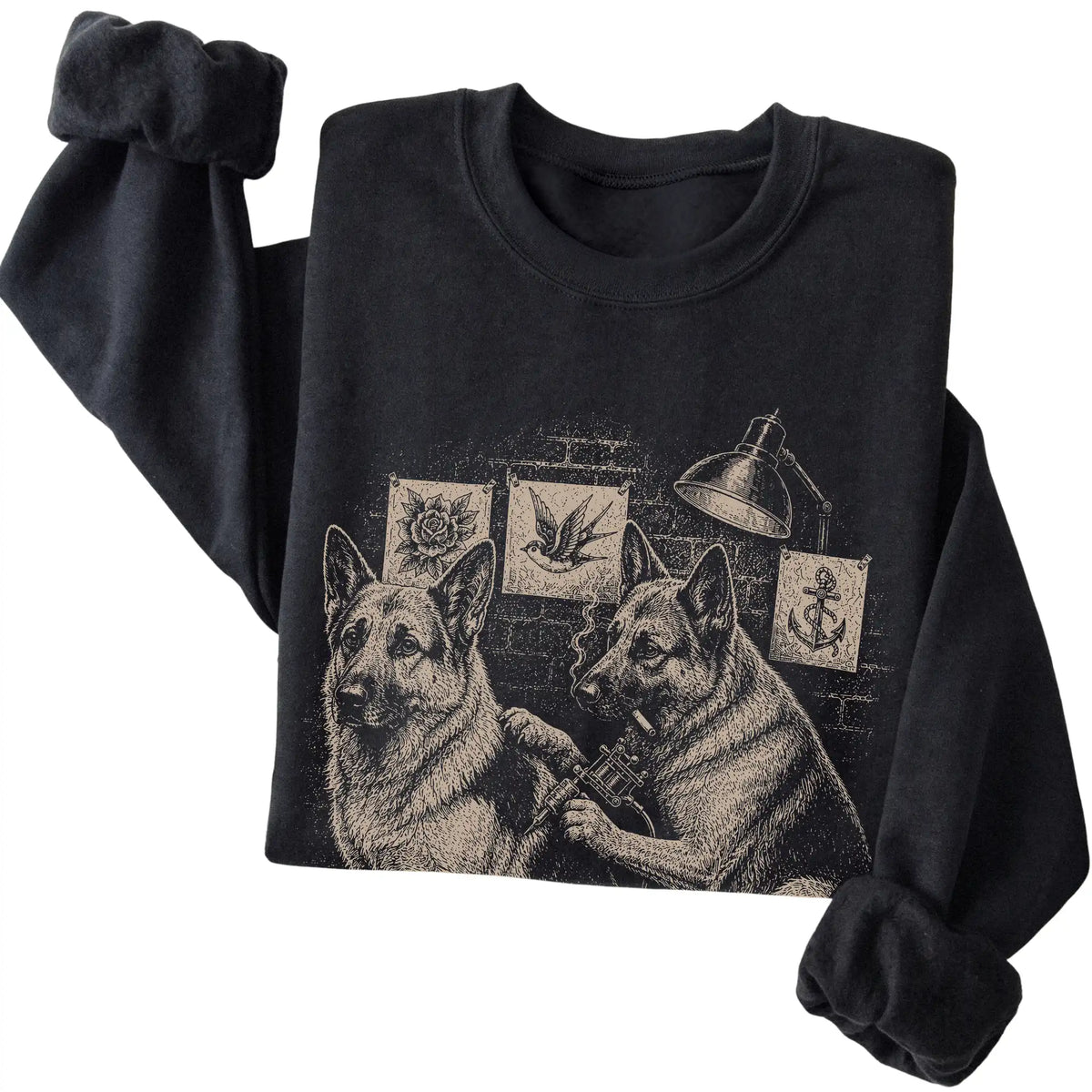 Black German Shepherd Dog Tattoo Artist folded detail view