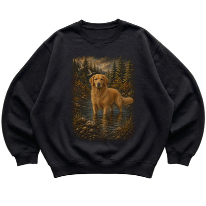 Golden Retriever Duck Hunting Sweatshirt in Black