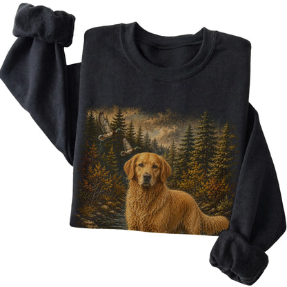 Golden Retriever Duck Hunting Sweatshirt in Black
