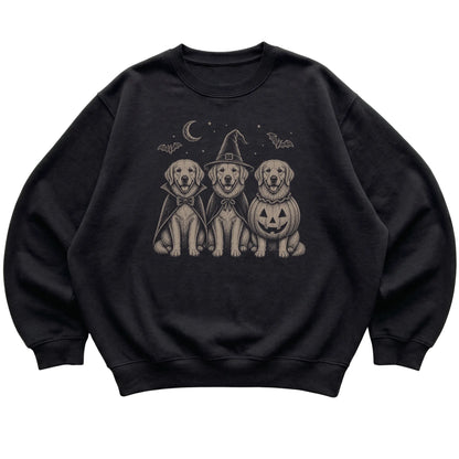Black Golden Retriever Halloween Costume sweatshirt, flat view