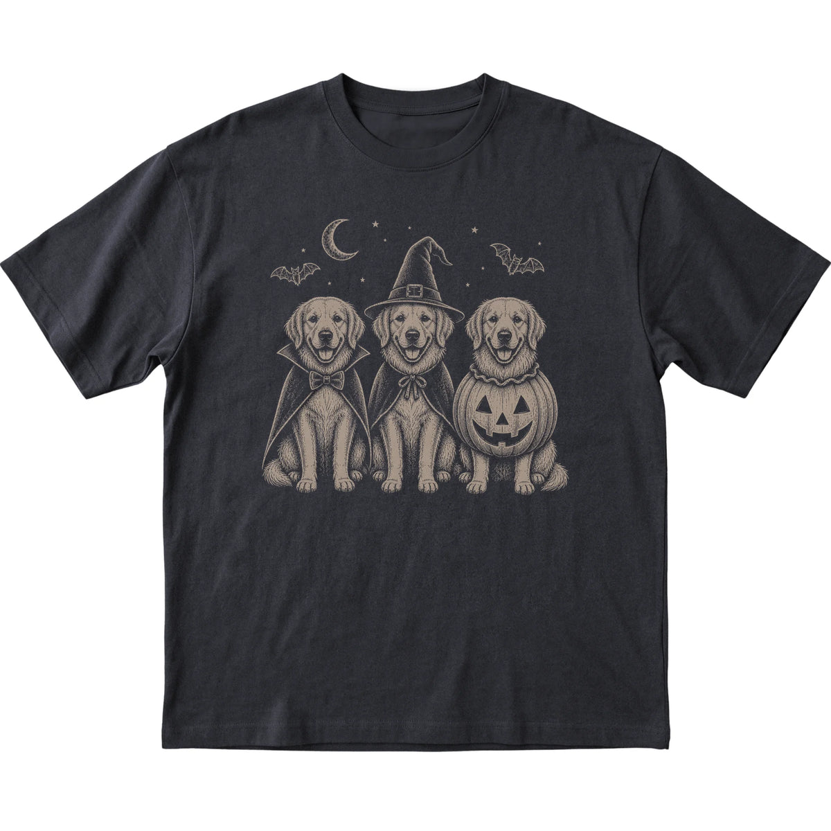 Black Golden Retriever Halloween Costume T-shirt, flat view