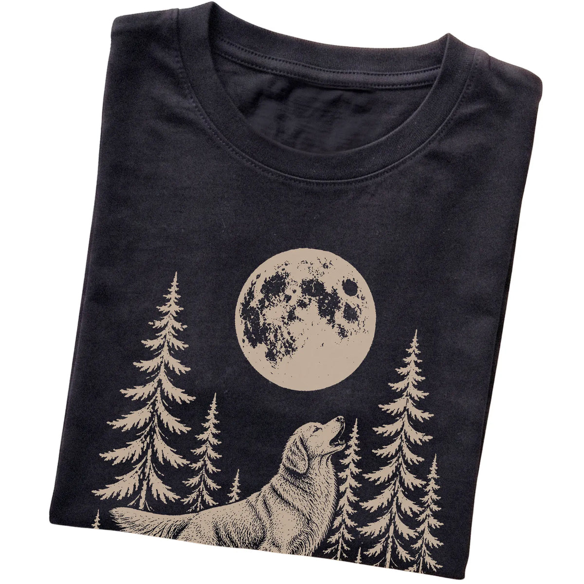 Golden Retriever Howling at the Moon softstyle T-shirt in Black