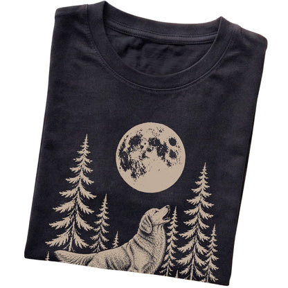 Golden Retriever Howling at the Moon softstyle T-shirt in Black