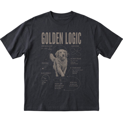 Black Golden Retriever Logic T-Shirt laid flat