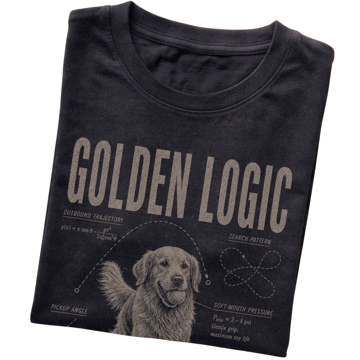 Black Golden Retriever Logic T-Shirt folded detail