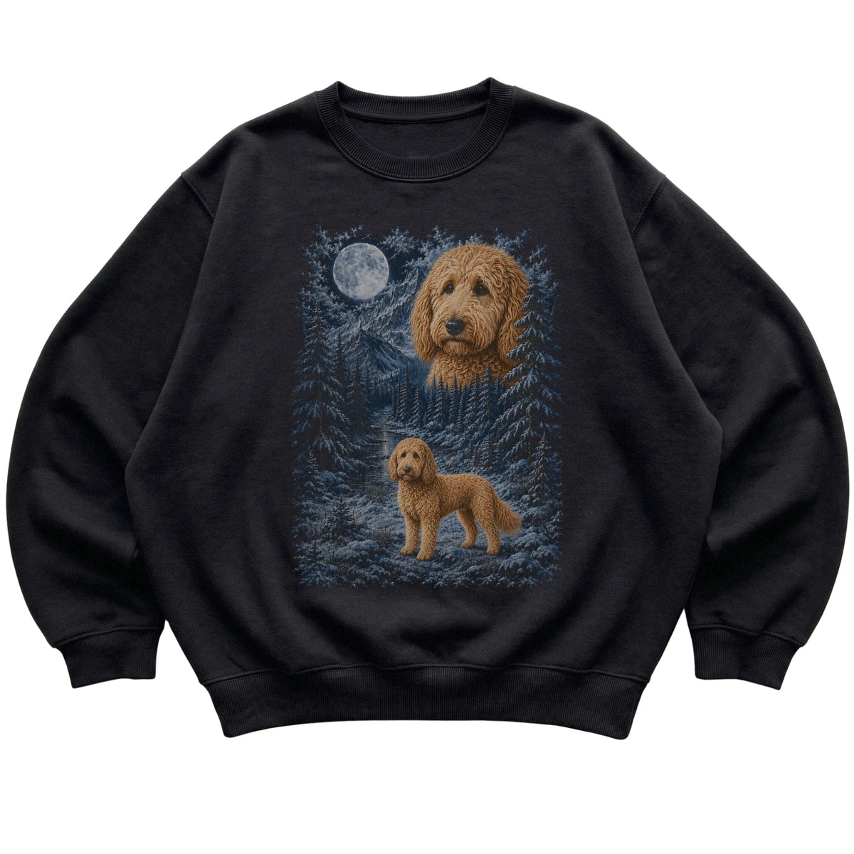 Goldendoodle Forest Moon Sweatshirt in Black