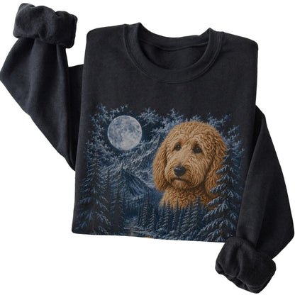 Goldendoodle Forest Moon Sweatshirt in Black