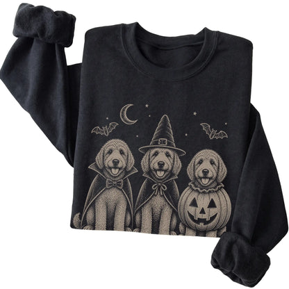 Black Goldendoodle Halloween Costume sweatshirt, folded view