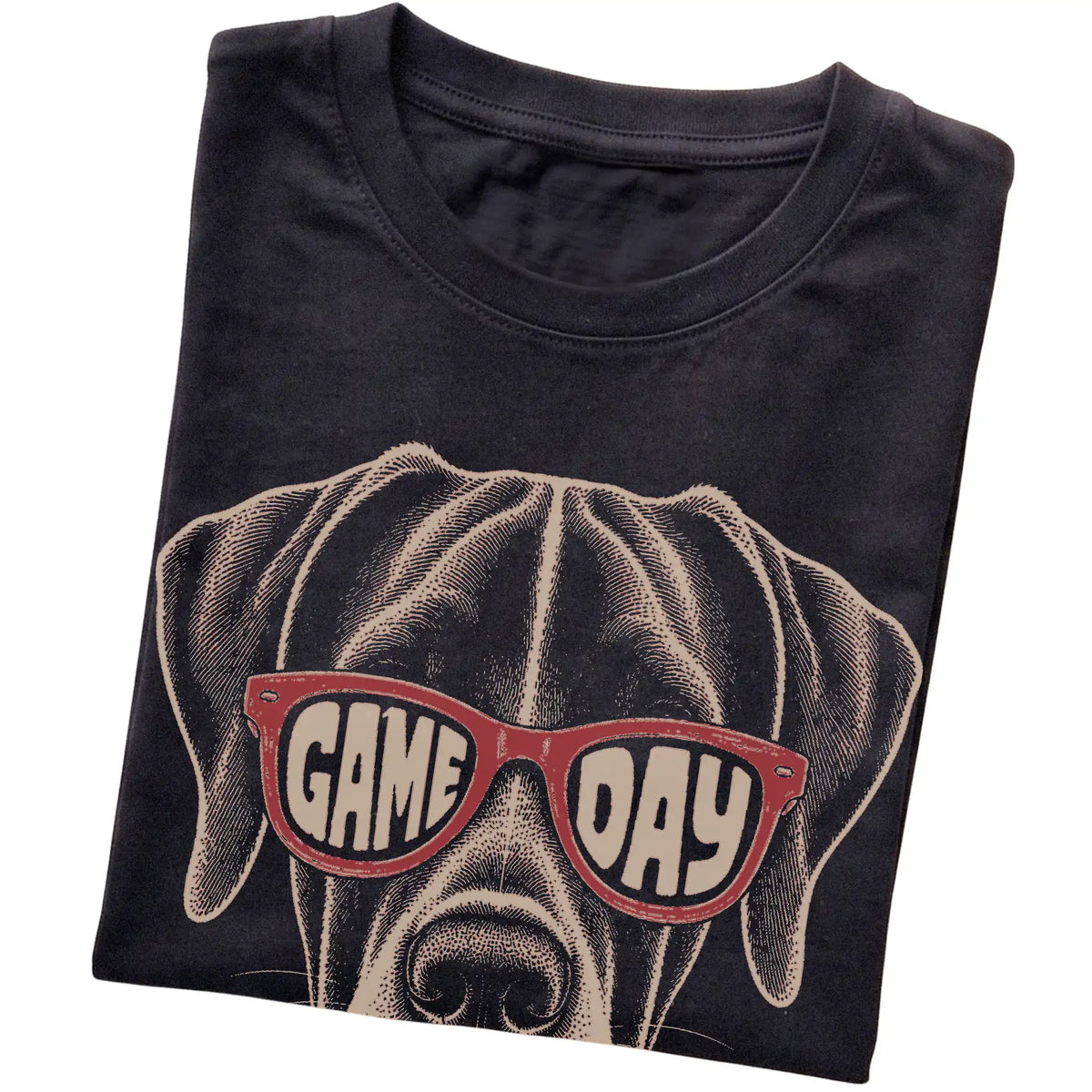 Black Great Dane Game Day Sunglasses T-shirt, folded