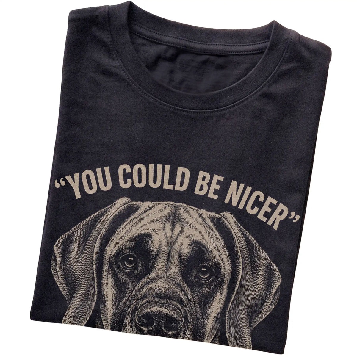 Great Dane Guard Dog T-Shirt in Black — folded detail