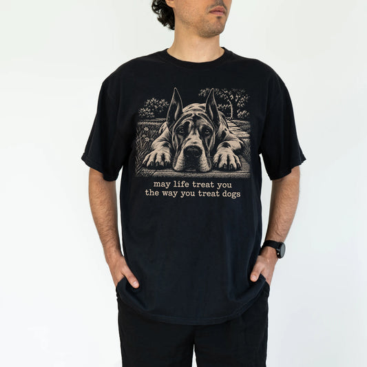 Great Dane Karma Comfort Colors T-shirt in Black — Studio Lifestyle