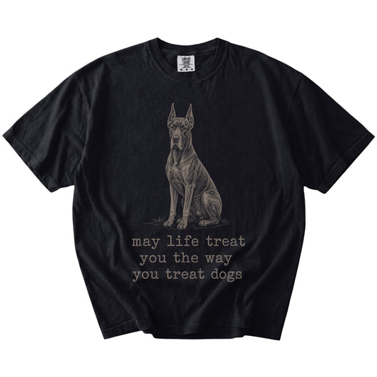 Black Great Dane Karma T-Shirt laid flat