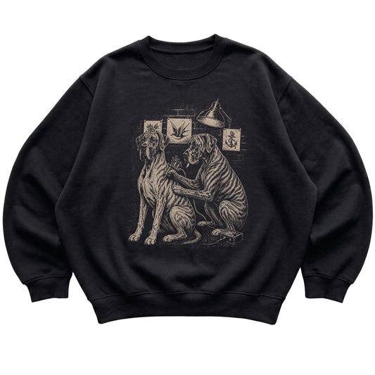 Black Great Dane Dog Tattoo Artist shirt laid flat