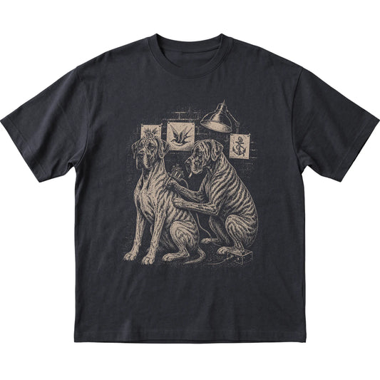 Black Great Dane Dog Tattoo Artist shirt laid flat