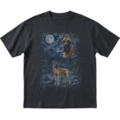 black T-shirt with Great Dane Winter Moon artwork.