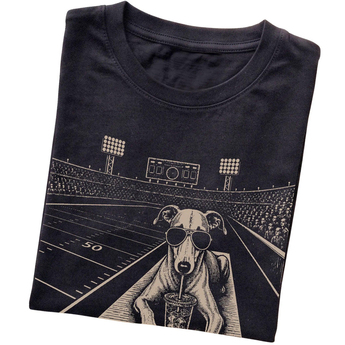 Black Greyhound Football Tailgate T-shirt, folded
