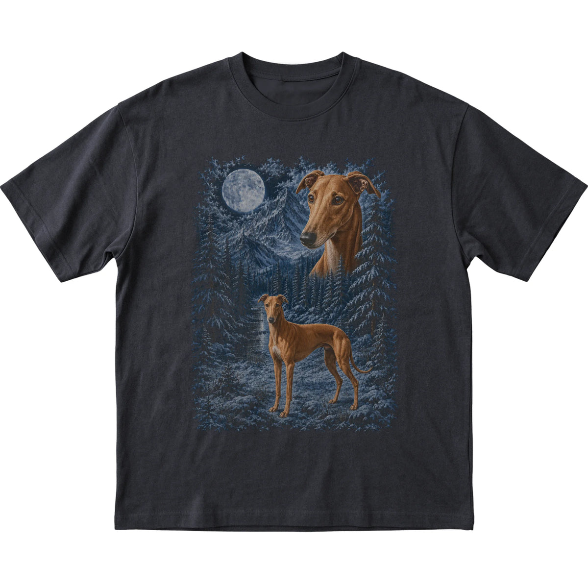 Greyhound Forest Moon T-Shirt in Black