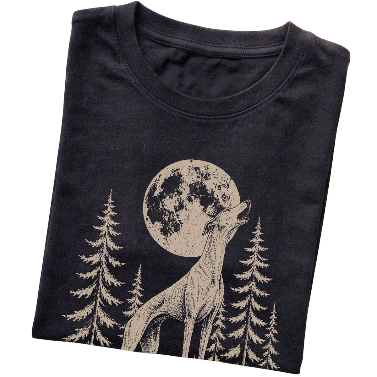 Greyhound Howling at the Moon softstyle T-shirt in Black