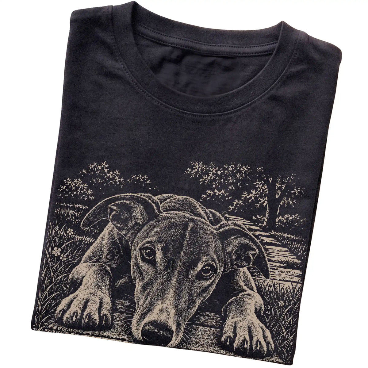 Greyhound Karma Softstyle T-shirt in Black — Folded Detail