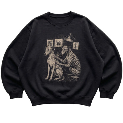 Black Greyhound Dog Tattoo Artist shirt laid flat
