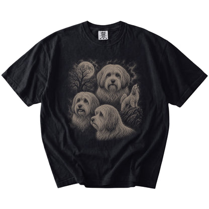 Vintage moon montage featuring Havanese on a Black Comfort Colors® T-shirt