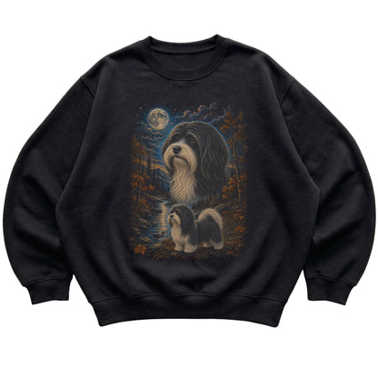 black sweatshirt with Havanese Autumn Moon artwork.
