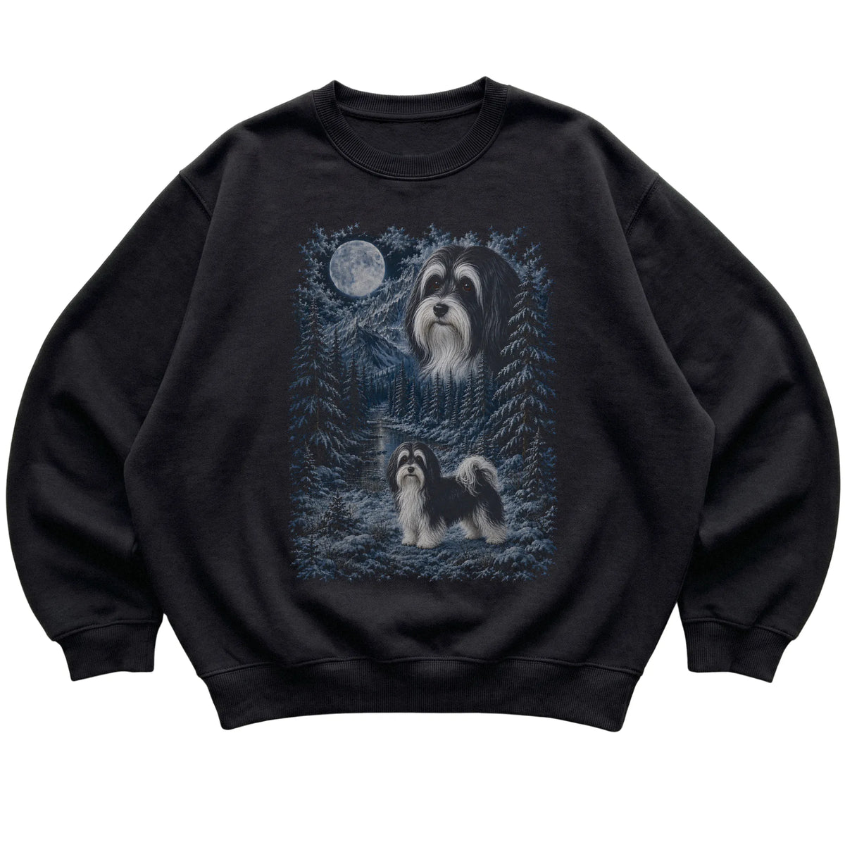 Havanese Forest Moon Sweatshirt in Black