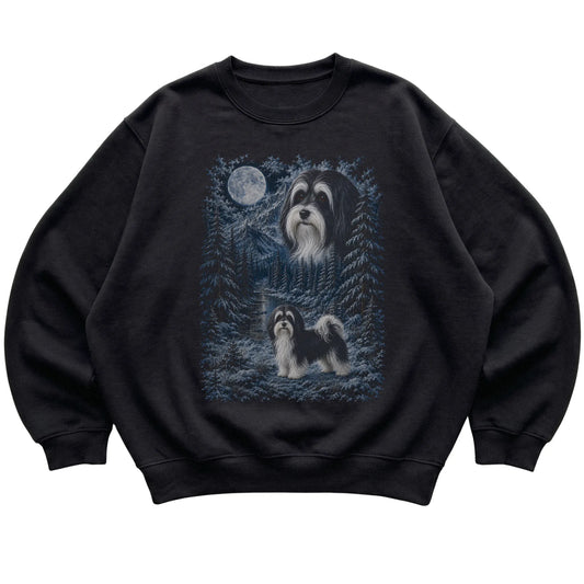 Havanese Forest Moon Sweatshirt in Black