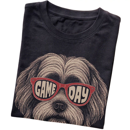 Black Havanese Game Day Sunglasses T-shirt, folded