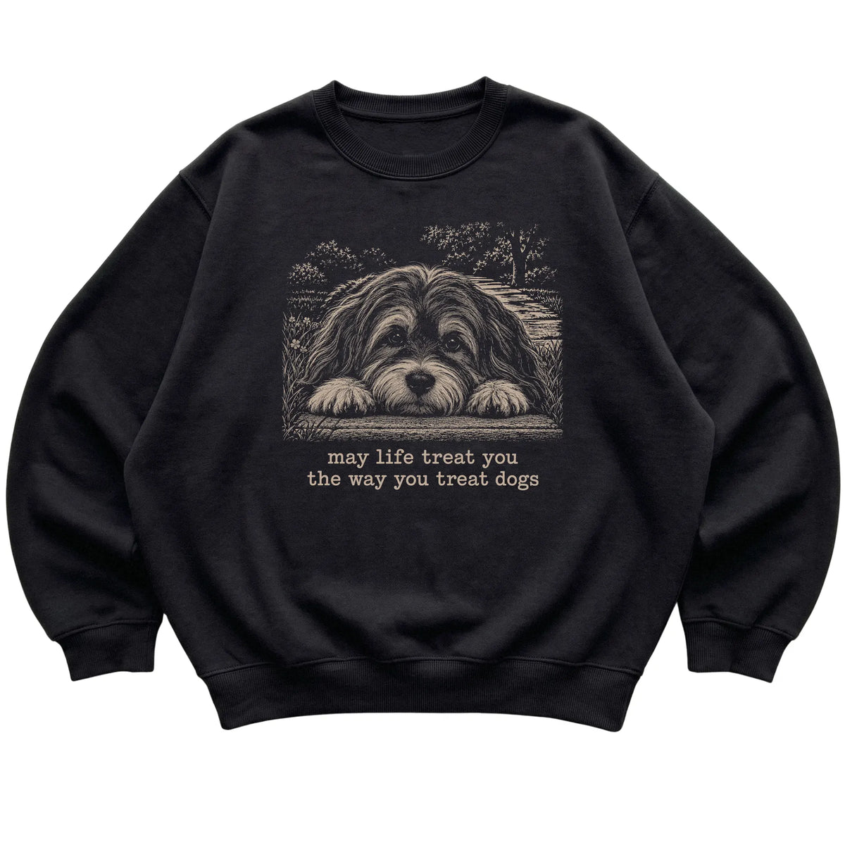 Havanese Karma crewneck sweatshirt in Black — Flat Lay
