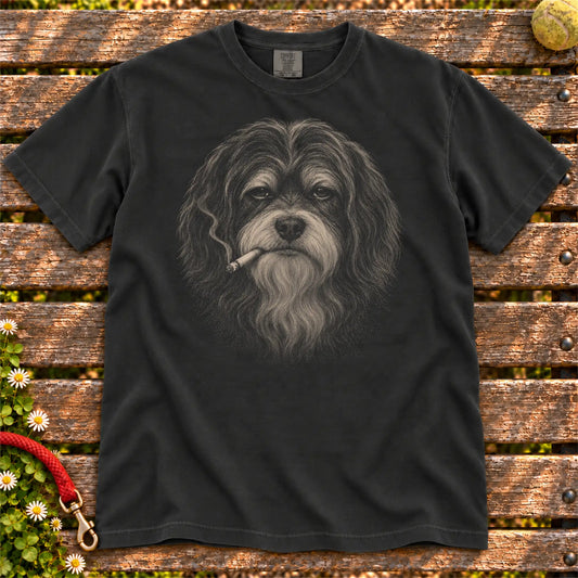 Havanese smoking design on a Black t-shirt