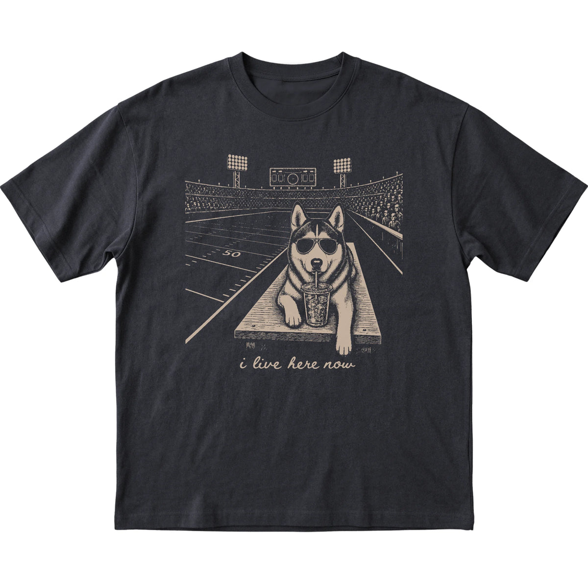 Black Husky Football Tailgate T-shirt, laid flat
