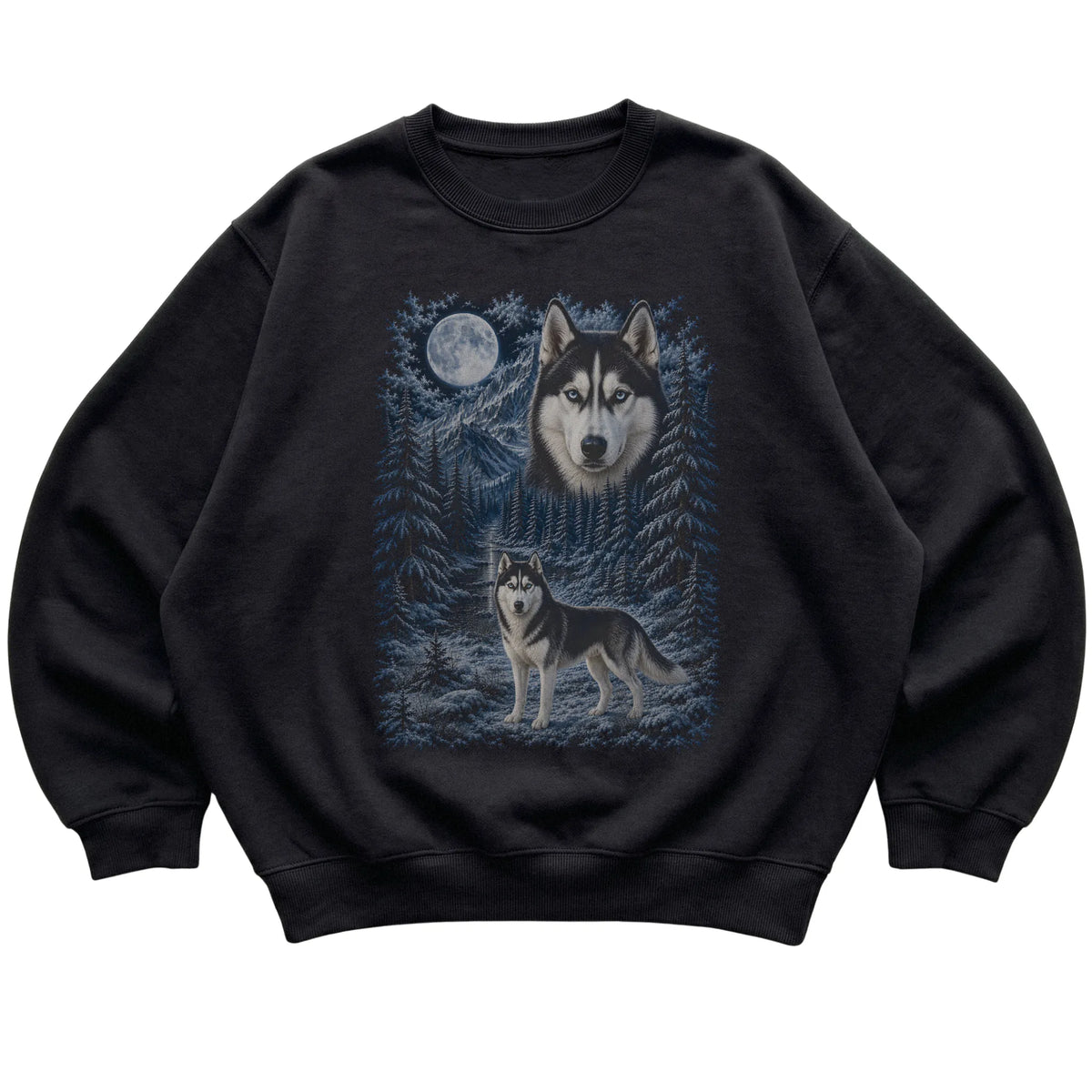 Husky Forest Moon Sweatshirt in Black