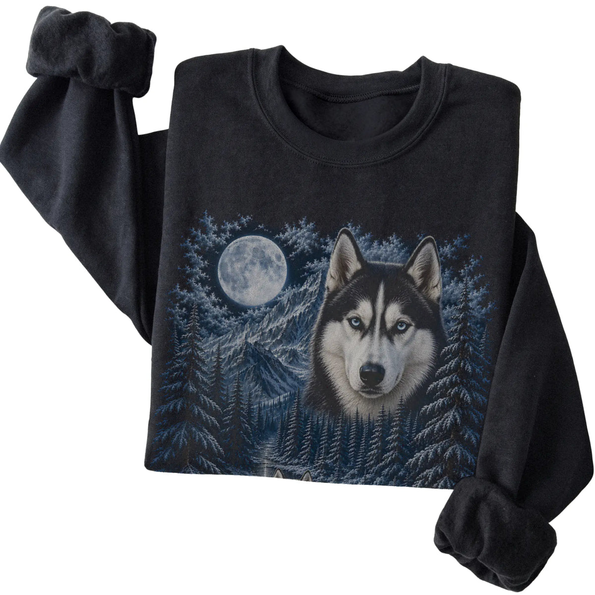 Husky Forest Moon Sweatshirt in Black