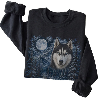 Husky Forest Moon Sweatshirt in Black