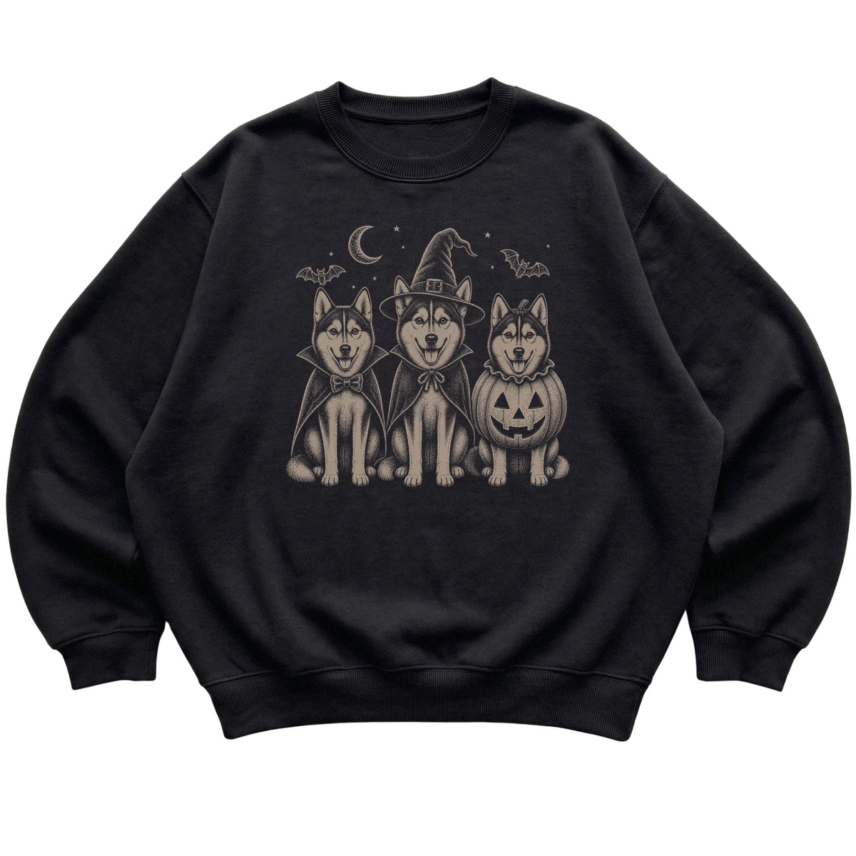 Black Husky Halloween Costume sweatshirt, flat view
