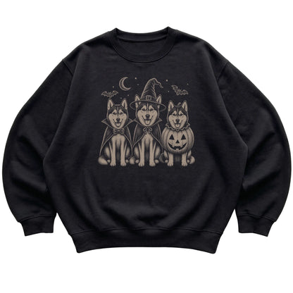 Black Husky Halloween Costume sweatshirt, flat view