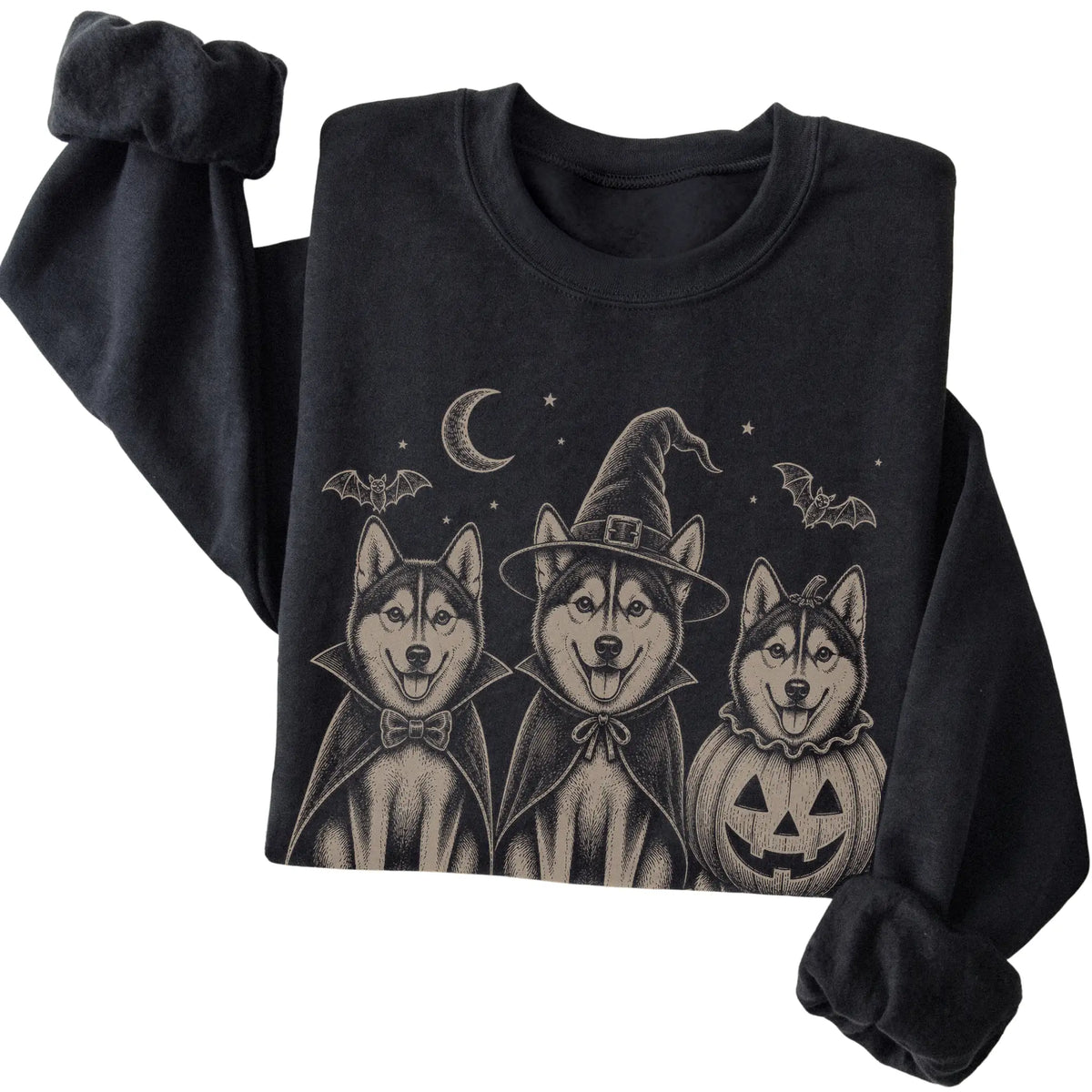Black Husky Halloween Costume sweatshirt, folded view