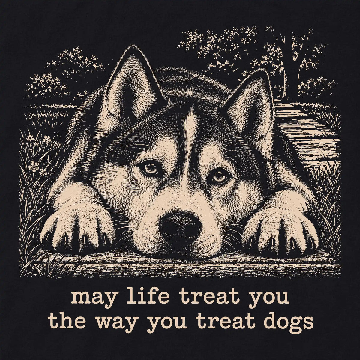 Husky Karma crewneck sweatshirt in Black — Design Detail